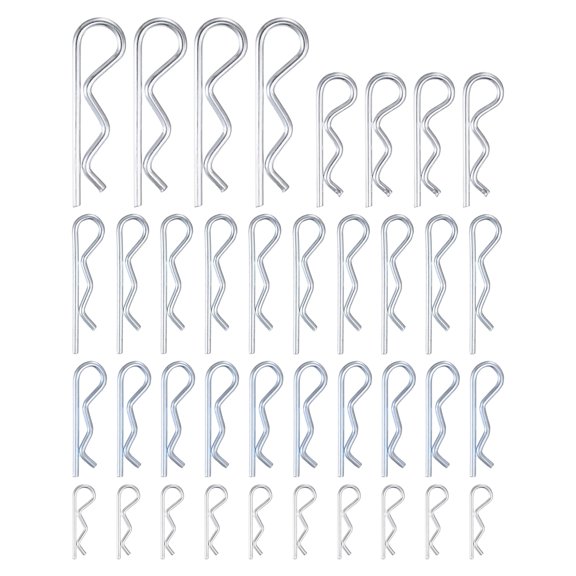Uxcell 1-Set Cotter Pins Assortment Kit, 5 Size Spring Steel R Clips for Trailer Locking/Mechanics, Spring Fasteners Hitch Pin [Silver]