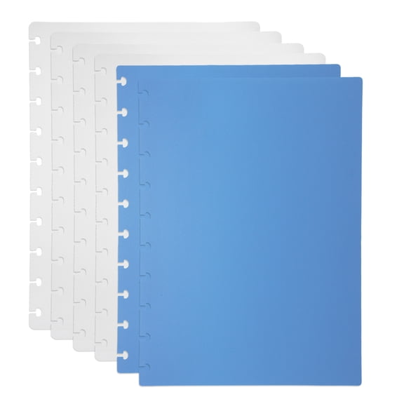 Uxcell 1 Set Discbound Notebook Cover, 10 x 7.1" B5 Letter Size PP Disc Planner Cover for Notebook Happy Planner Office Product, White/Blue