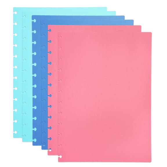 Uxcell 1 Set Discbound Notebook Cover, 11.8 x 8.5" A4 Letter Size PP Disc Planner Cover for Notebook Happy Planner Office Product, Pink/Blue/Green
