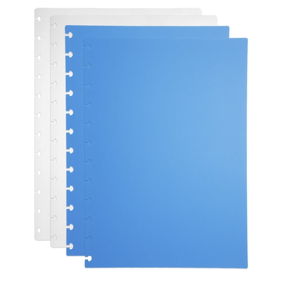 Uxcell 1 Set Discbound Notebook Cover, 11.8 x 8.5" A4 Letter Size PP Disc Planner Cover for Notebook Happy Planner Office Product, White/B;ue