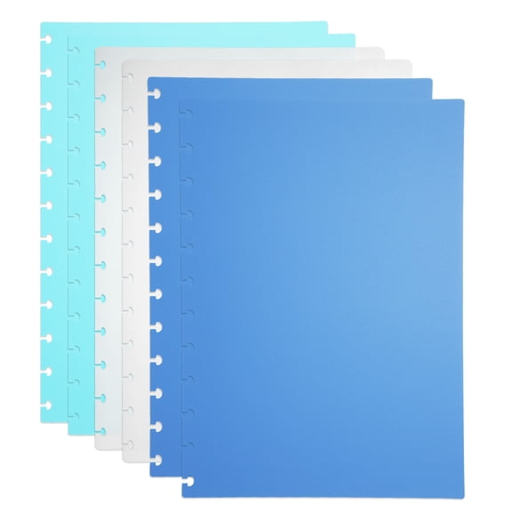 Uxcell 1 Set Discbound Notebook Cover, 11.8 x 8.5" A4 Letter Size PP Disc Planner Cover for Notebook Happy Planner Office Product, White/Blue/Green