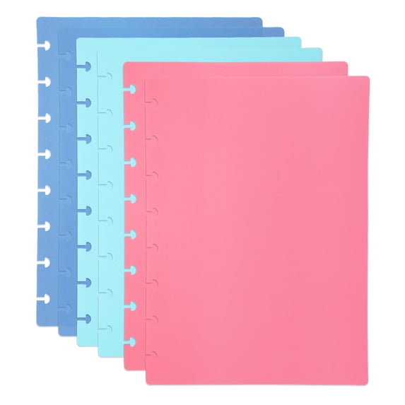 Uxcell 1 Set Discbound Notebook Cover, 8.5 x 6" A5 Letter Size PP Disc Planner Cover for Notebook Happy Planner Office Product, Pink/Blue/Green