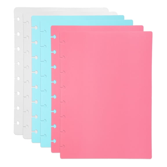 Uxcell 1 Set Discbound Notebook Cover, 8.5 x 6" A5 Letter Size PP Disc Planner Cover for Notebook Happy Planner Office Product, White/Pink/Green