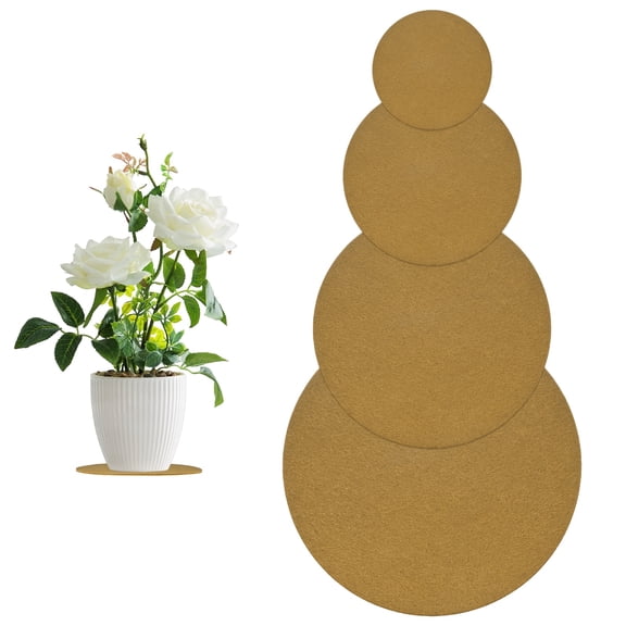 Uxcell 1-Set Felt Plant Coasters, 3.9/5.9/7.9/9.8 Inch Felt Cork Plant Reversible for Garden/Patio/Office/Kitchen/Courtyard [Brown]