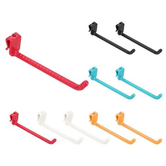 Uxcell 1 Set Grid Wall Hooks, 4.8 Inch Grid Wall Panel Plastic Utility Hook, Shelf Hooks for Garage Store Warehouse Shop Home Hanging, White/Black/Blue/Red/Orange