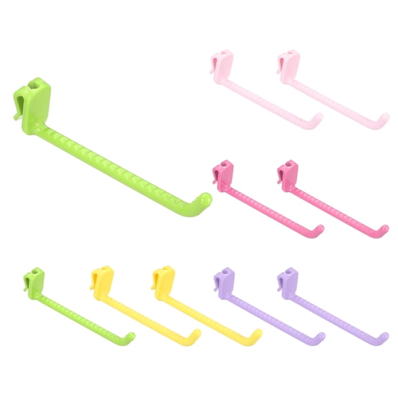 Uxcell 1 Set Grid Wall Hooks, 4.8 Inch Grid Wall Panel Plastic Utility Hook, Shelf Hooks for Garage Store Warehouse Shop Home Hanging, Yellow/Purple/Magenta/Light Pink/Green