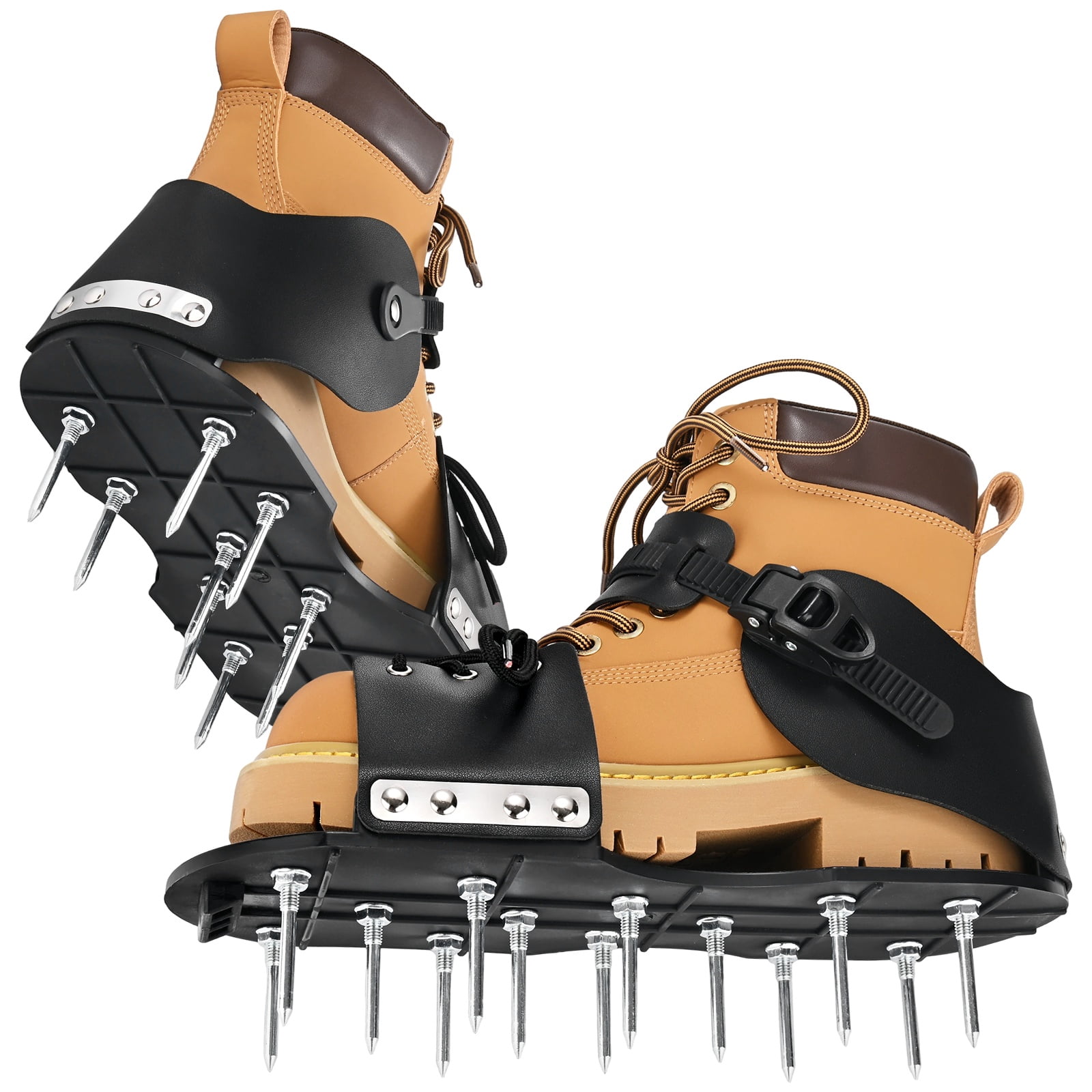 Uxcell 1-Set Lawn Aerator Shoes with Hook and Adaptable Straps with 26 Nails for Gardens [Black]