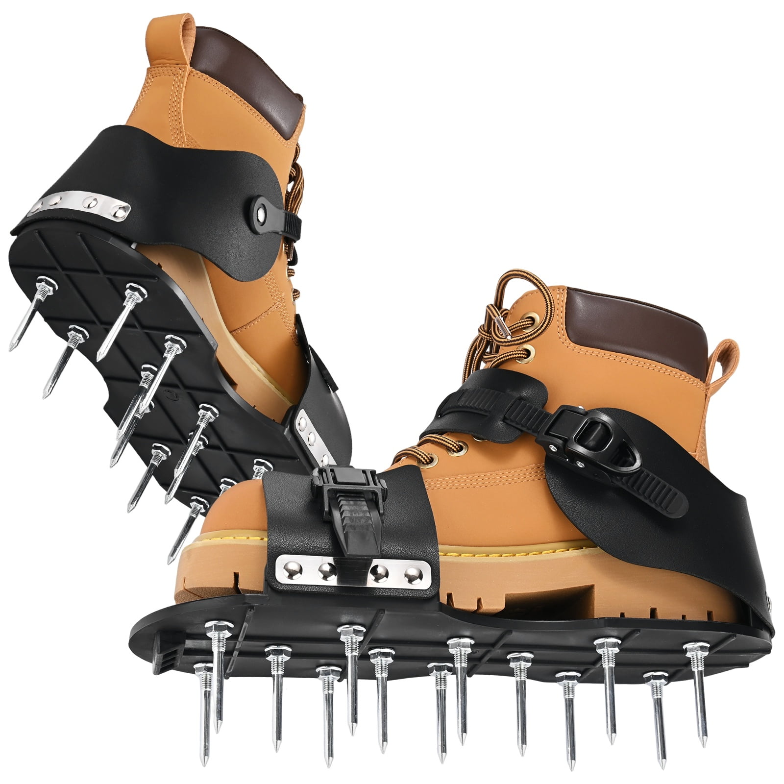 Uxcell 1-Set Lawn Aerator Shoes with Loop Strap and Hook Buckle with 26 Nails for Gardens [Black]