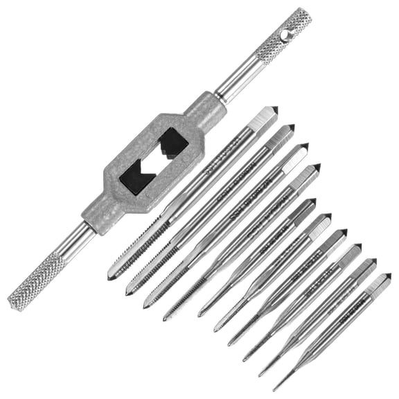 Uxcell 1-Set Metric Thread Tap, HSS M1 M1.2 M1.4 M1.6 M1.7 M1.8 M2 M2.5 M3 M3.5 Straight Flute Right Hand Thread with Adjustable Wrench