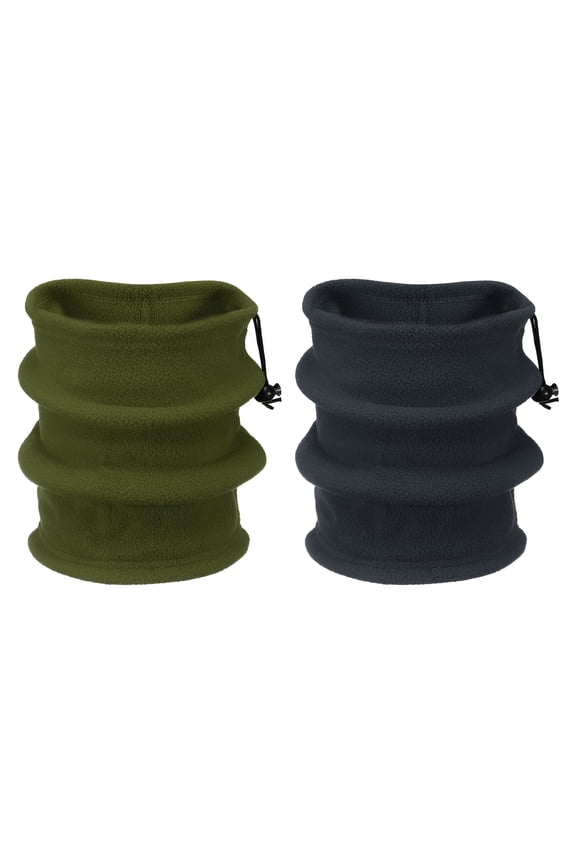 1 Set Neck Warmer Winter Double Layer Fleece Neck Gaiter, Gray Army Green