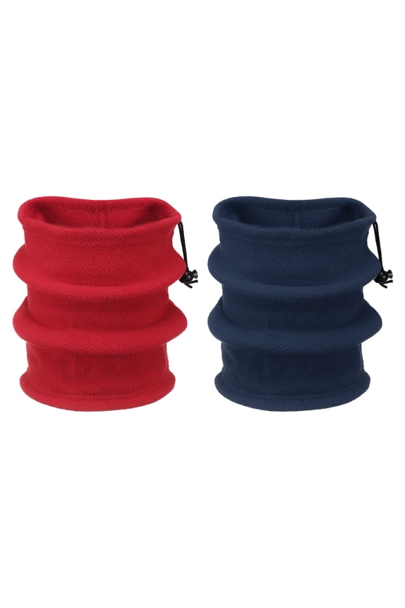 1 Set Neck Warmer Winter Double Layer Fleece Neck Gaiter, Navy Blue Red