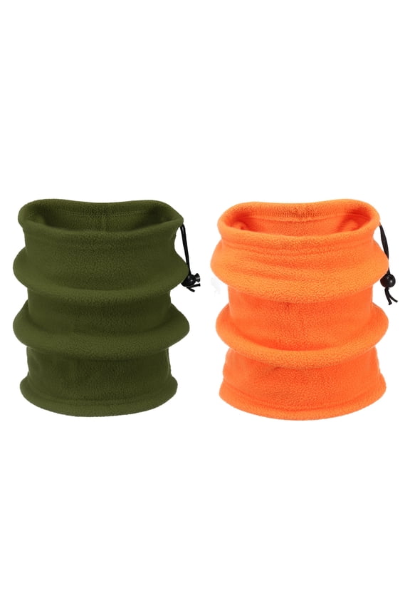 1 Set Neck Warmer Winter Double Layer Fleece Neck Gaiter, Orange Army Green