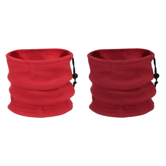 Uxcell 1 Set Neck Warmer Winter Single Layer Fleece Neck Gaiter, Red and Wine Red