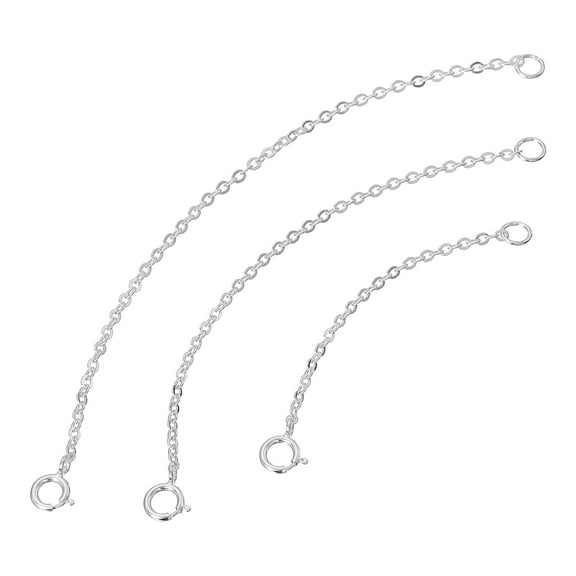 Uxcell 1 Set Necklace Extenders 925 Sterling Silver 50mm/80mm/100mm Chains, Silver