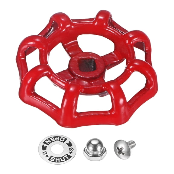 Uxcell 1-Set Outside Faucet Handle, 6x6mm Paint Cast Iron Square Stem Hole Water Spigot Handle with Screws Nuts Replacement [Red]
