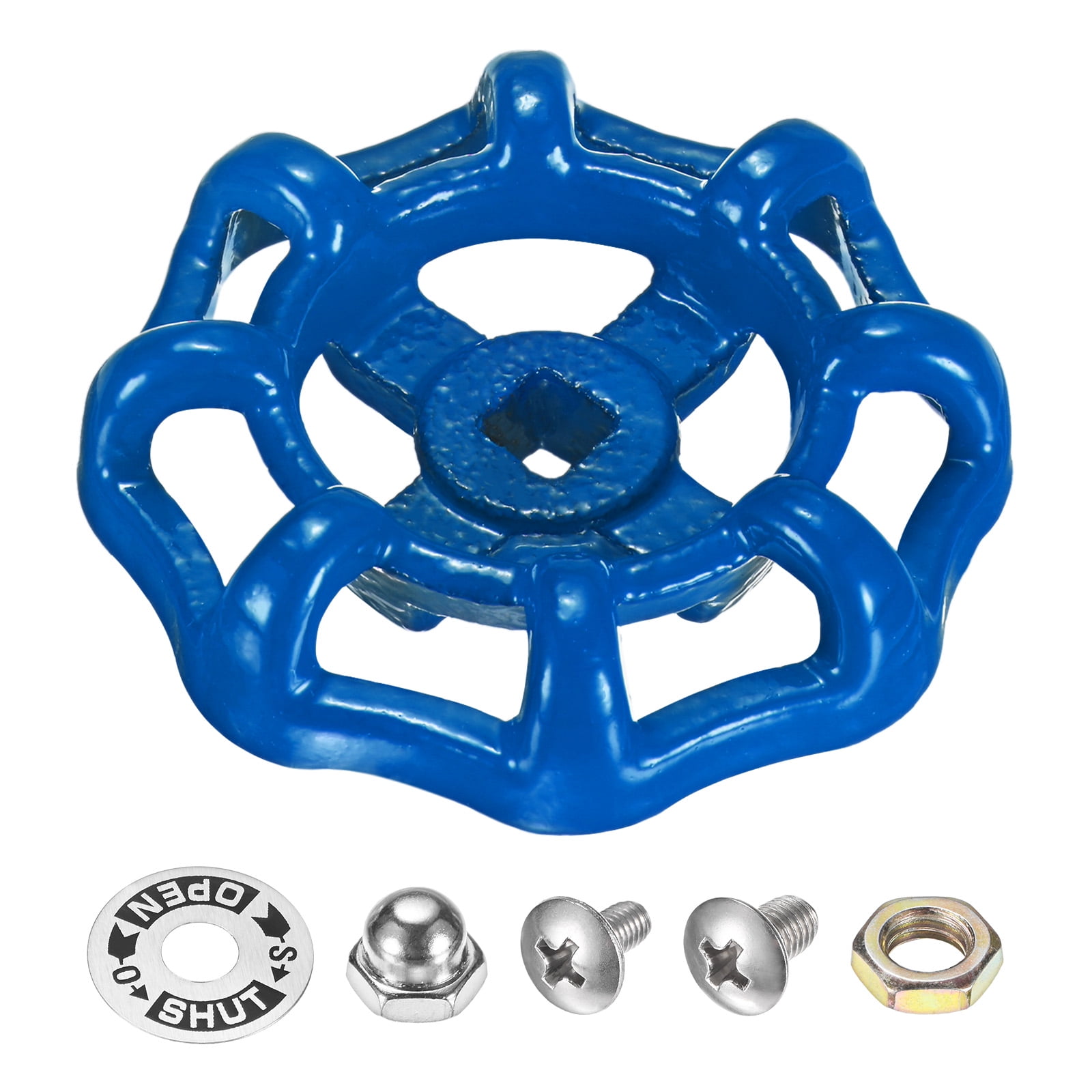 Uxcell 1 Set Outside Faucet Handle, 7x7mm Paint Cast Iron Square Stem Hole Water Spigot Handle with Screws Nuts Replacement Blue