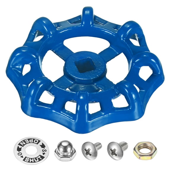 Uxcell 1 Set Outside Faucet Handle 0.31'' Paint Cast Iron Square Stem Hole Water Spigot Handle with Screws Nuts Blue