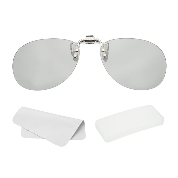 Uxcell 1 Set Polarized Clip-on 3D Glasses, Passive Circular 3D Viewing Glasses Frames with Glass Case and Eyeglass Cloth for RealD Movies Theater Games TV (Upgraded Metal Clip)