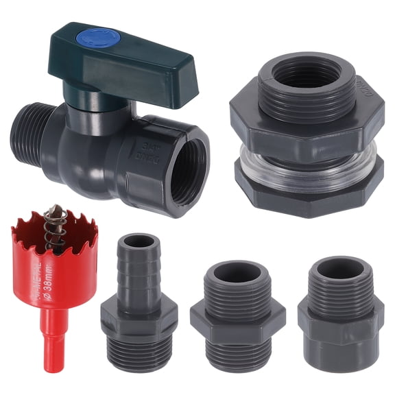 Uxcell 1 Set Rain Barrel Faucet Kit, 3/4" Rain Barrel Spigot with Adapter & Hole Opener