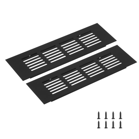 Uxcell 1 Set Rectangle Ventilation Grille, Aluminum 200x60mm Black