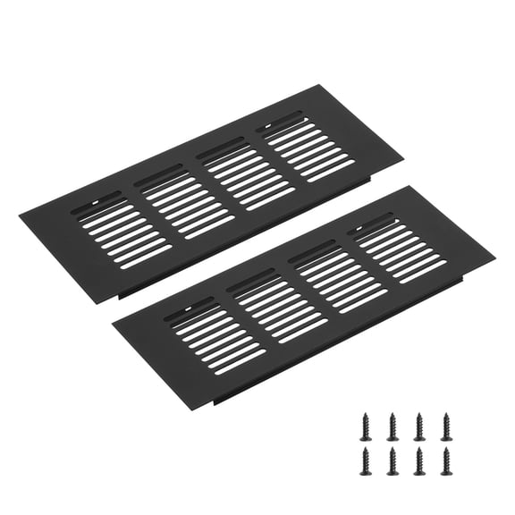 Uxcell 1 Set Rectangle Ventilation Grille, Aluminum 200x80mm Black
