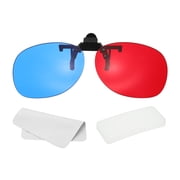 Uxcell 1 Set Red Blue/Cyan 3D Clip-on Glasses, Anaglyph 3D Viewing Glasses Hanging Frame Circular with Glass Case and Eyeglass Cloth for Movies Theater Games TV Photos Projector