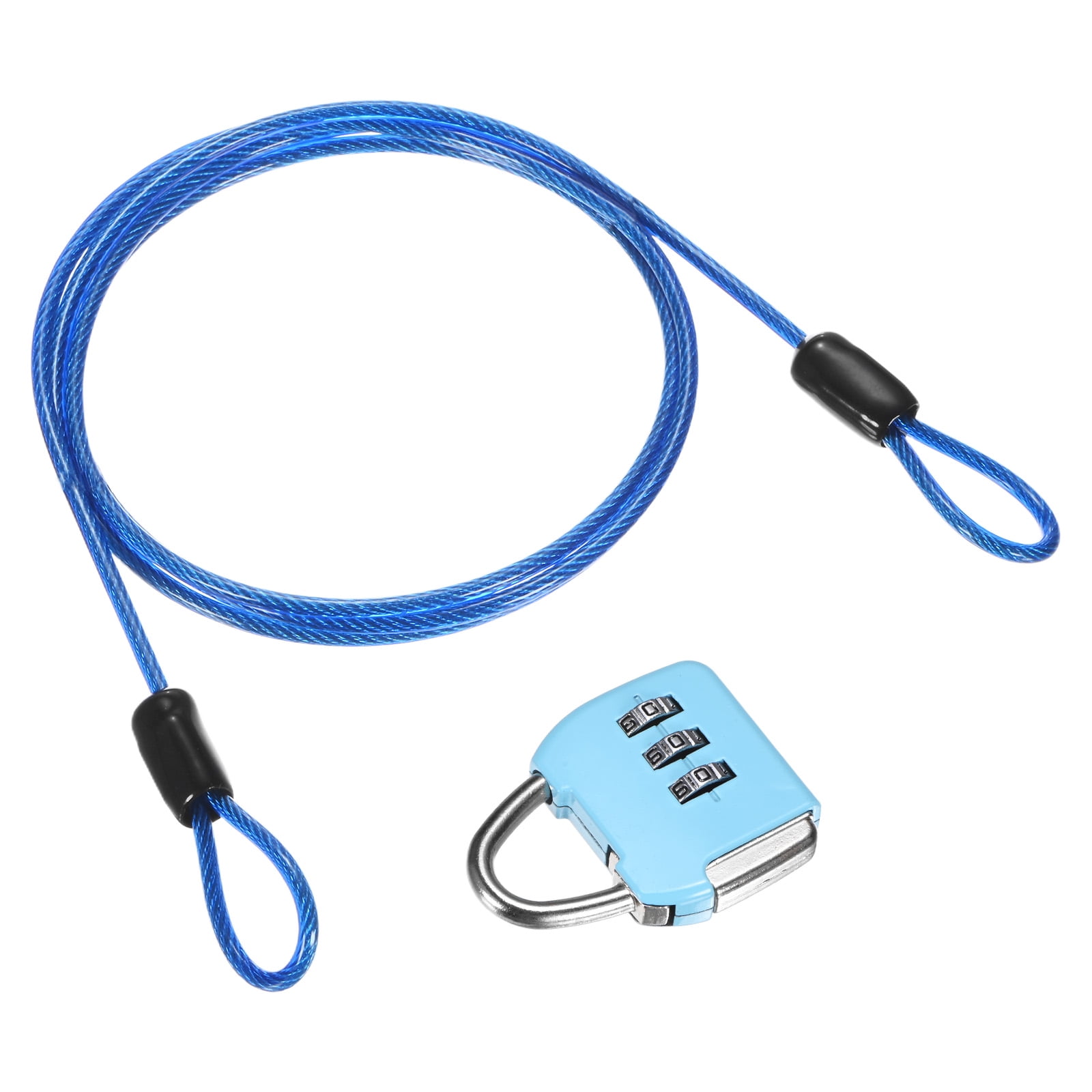 Uxcell 1-Set Security Cable Lock, 3.28FT PVC Coated Steel Luggage Lock ...