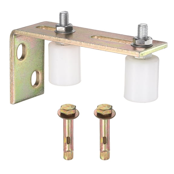 Uxcell 1 Set Slide Gate Guide Roller, 1.57" L-Rear Post Bracket Nylon Rollers Gate, Adjustable Sliding Hardware Roller Kit for Sliding Grates Barn Rolling Door 1.26" Dia, White