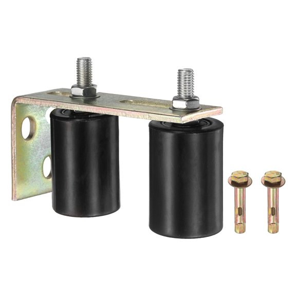 Uxcell 1 Set Slide Gate Guide Roller, 2.76" L-Rear Post Bracket Nylon Rollers Gate, Adjustable Sliding Hardware Roller Kit for Sliding Grates Barn Rolling Door 1.97" Dia, Black