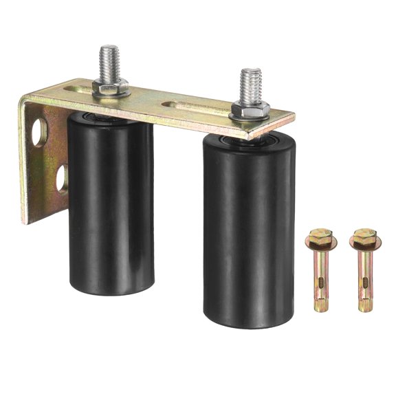 Uxcell 1 Set Slide Gate Guide Roller, 3.94" L-Rear Post Bracket Nylon Rollers Gate, Adjustable Sliding Hardware Roller Kit for Sliding Grates Barn Rolling Door 1.97" Dia, Black