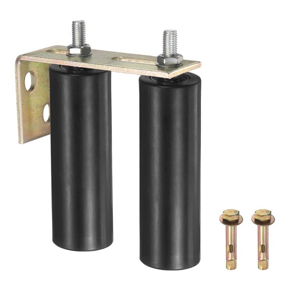 Uxcell 1 Set Slide Gate Guide Roller, 5.91" L-Rear Post Bracket Nylon Rollers Gate, Adjustable Sliding Hardware Roller Kit for Sliding Grates Barn Rolling Door 1.97" Dia, Black