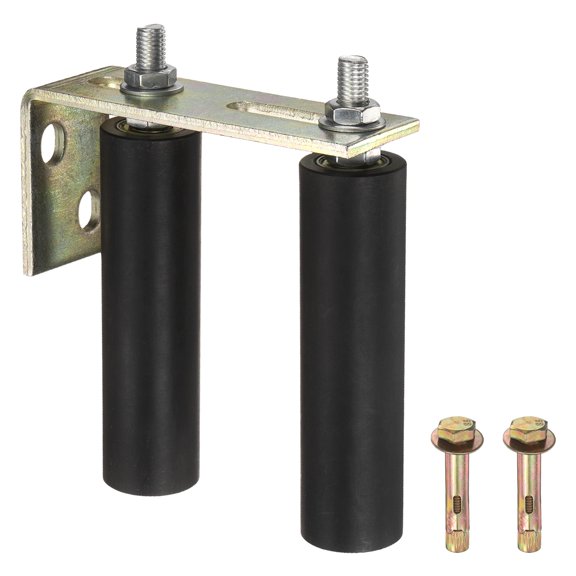 Uxcell 1 Set Slide Gate Guide Roller, 5.91" L-Rear Post Bracket Nylon Rollers Gate, Adjustable Sliding Hardware Roller Kit for Sliding Grates Barn Rolling Door 1.57" Dia, Black