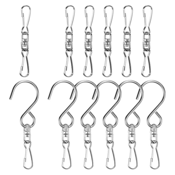Uxcell 1-Set Swivel Hooks Clips, 2.9/2.4 Inch Stainless Stee Wind Spinner Swivel Hooks for Hanging Wind Chimes [Style A x 12]