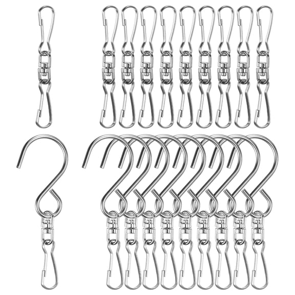 Uxcell 1-Set Swivel Hooks Clips, 2.9/2.4 Inch Stainless Stee Wind Spinner Swivel Hooks for Hanging Wind Chimes [Style A x 20]