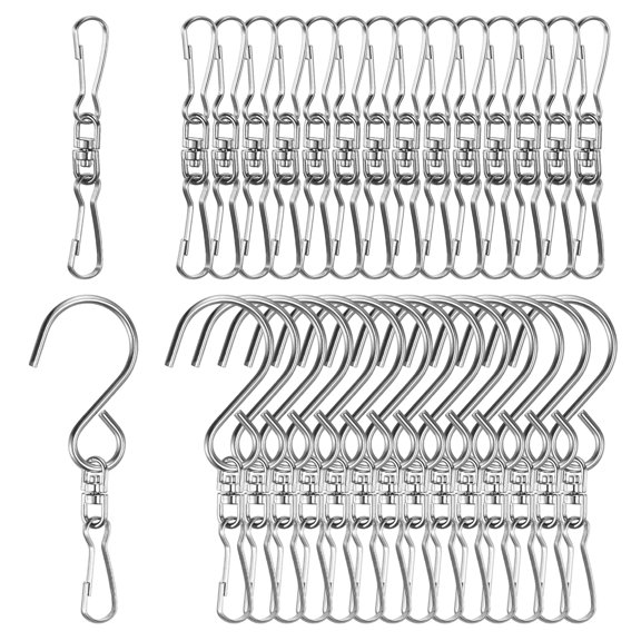 Uxcell 1-Set Swivel Hooks Clips, 2.9/2.4 Inch Stainless Stee Wind Spinner Swivel Hooks for Hanging Wind Chimes [Style A x 30]