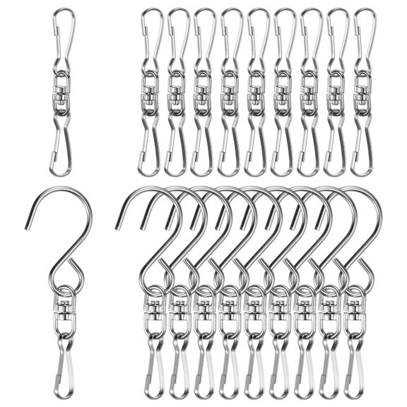 Uxcell 1-Set Swivel Hooks Clips, 2.9/2.4 Inch Stainless Stee Wind Spinner Swivel Hooks for Hanging Wind Chimes [Style B x 20]