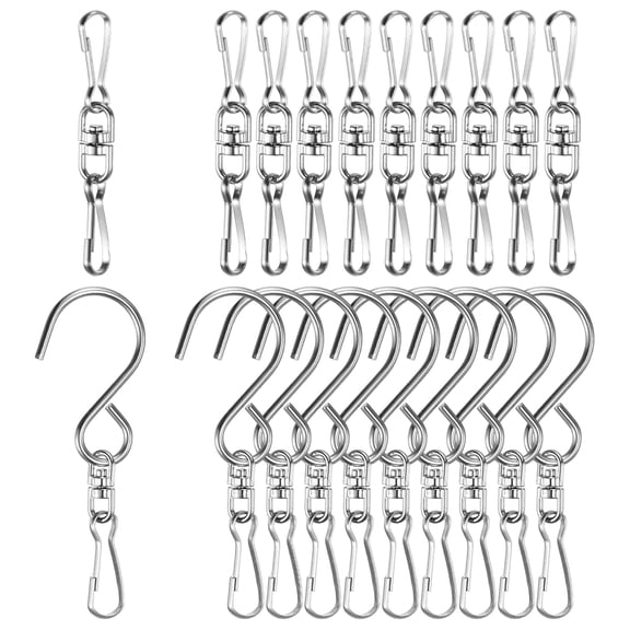 Uxcell 1-Set Swivel Hooks Clips, 2.9/2.4 Inch Stainless Stee Wind Spinner Swivel Hooks for Hanging Wind Chimes [Style D x 20]
