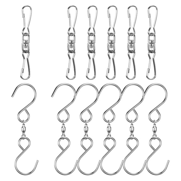 Uxcell 1-Set Swivel Hooks Clips, 3.5/2.4 Inch Stainless Stee Wind Spinner Swivel Hooks for Hanging Wind Chimes [Style C x 12]