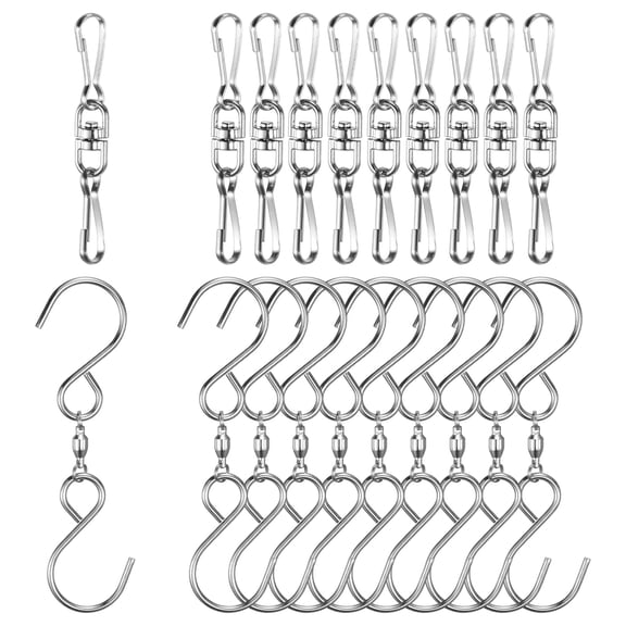 Uxcell 1-Set Swivel Hooks Clips, 3.5/2.5 Inch Stainless Stee Wind Spinner Swivel Hooks for Hanging Wind Chimes [Style F x 20]