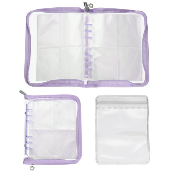 Uxcell 1 Set Transparent Earring Organizer Book Travel Jewelry Organizer with Pocket for Bracelet Ring Holder, Purple