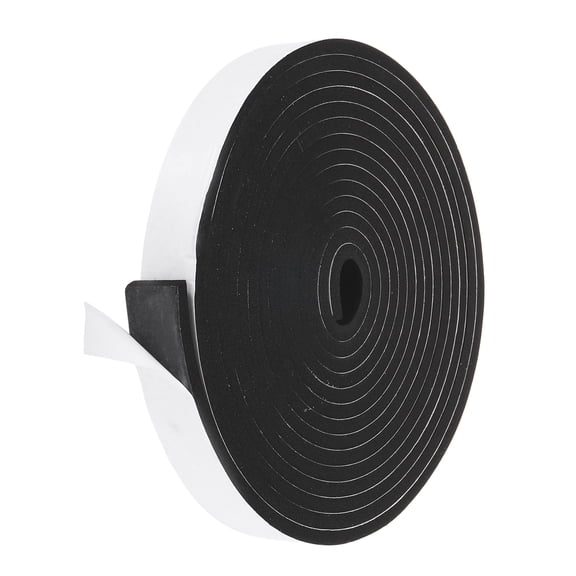 Uxcell 1 Set Weather Stripping Door Seal Self Adhesive Black 1 inch x 1/4 inch x 16 ft