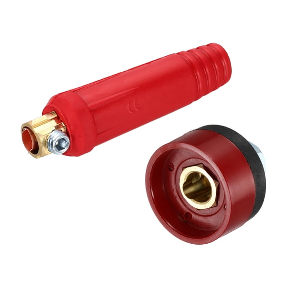 Uxcell 1 Set Welding Cables Panel Connector Plug and Socket Set DKJ10-25 Brass Quick Fitting for Power Supply Equipment, Red