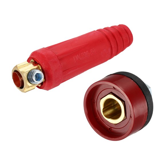 Uxcell 1 Set Welding Cables Panel Connector Plug and Socket Set DKJ35-50 Brass Quick Fitting for Power Supply Equipment, Red