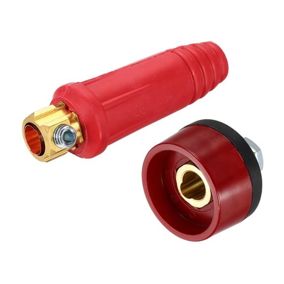 Uxcell 1 Set Welding Cables Panel Connector Plug and Socket Set DKJ50-70 Brass Quick Fitting for Power Supply Equipment, Red