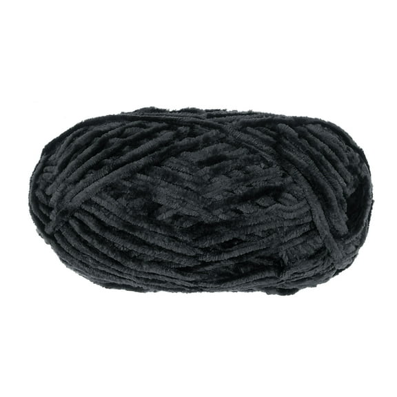Uxcell 1 Skein Velvet Yarn Chenille Yarn 100g/3.5oz 87 Yards 6# Super Bulky Polyester Soft Blanket Yarn Black