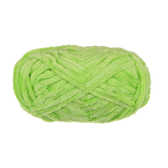 Uxcell 1 Skein Velvet Yarn Chenille Yarn 100g/3.5oz 87 Yards 6# Super Bulky Polyester Soft Blanket Yarn Green