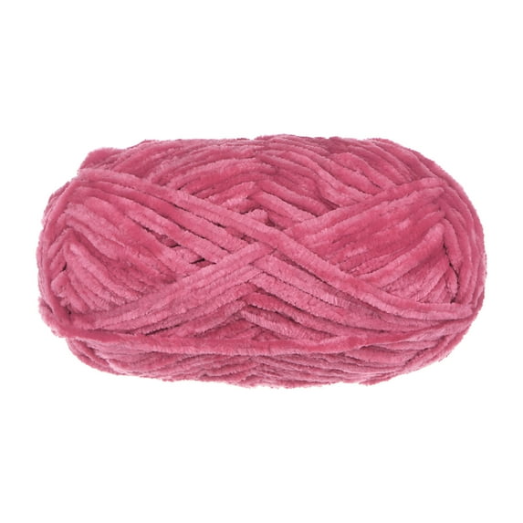 Uxcell 1 Skein Velvet Yarn Chenille Yarn 100g/3.5oz 87 Yards 6# Super Bulky Polyester Soft Blanket Yarn Hot Pink