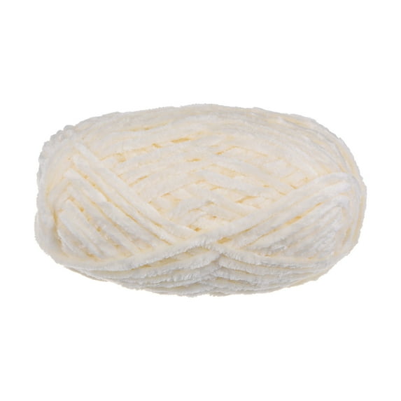 Uxcell 1 Skein Velvet Yarn Chenille Yarn 100g/3.5oz 87 Yards 6# Super Bulky Polyester Soft Blanket Yarn Pearl