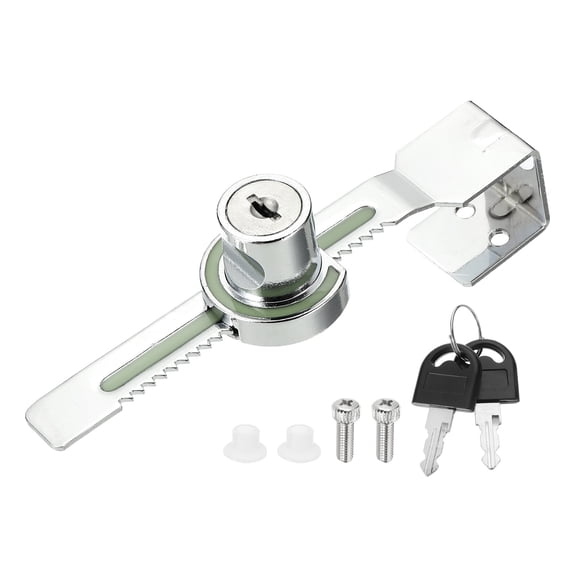 Uxcell 1" Sliding Glass Door Ratchet Lock, Keyed Alike Luminous Secure Showcase Display Case Lock - No Drill, for 10-20mm/ 0.39-0.79 inch Cabinet Stores Glass Door, Silver