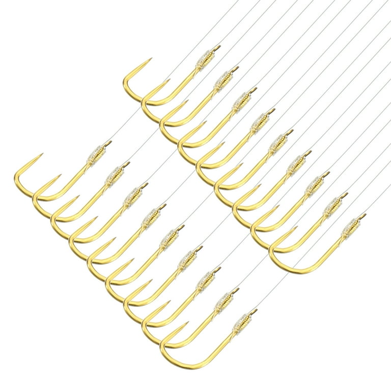 double fishing hook 14 Uxcell 1# Small Fishing Hooks with 45cm Line, 0.28x0.14 Inch Double Hook  Rigs with Barbs Fishing Hook, Gold Tone 20Pcs